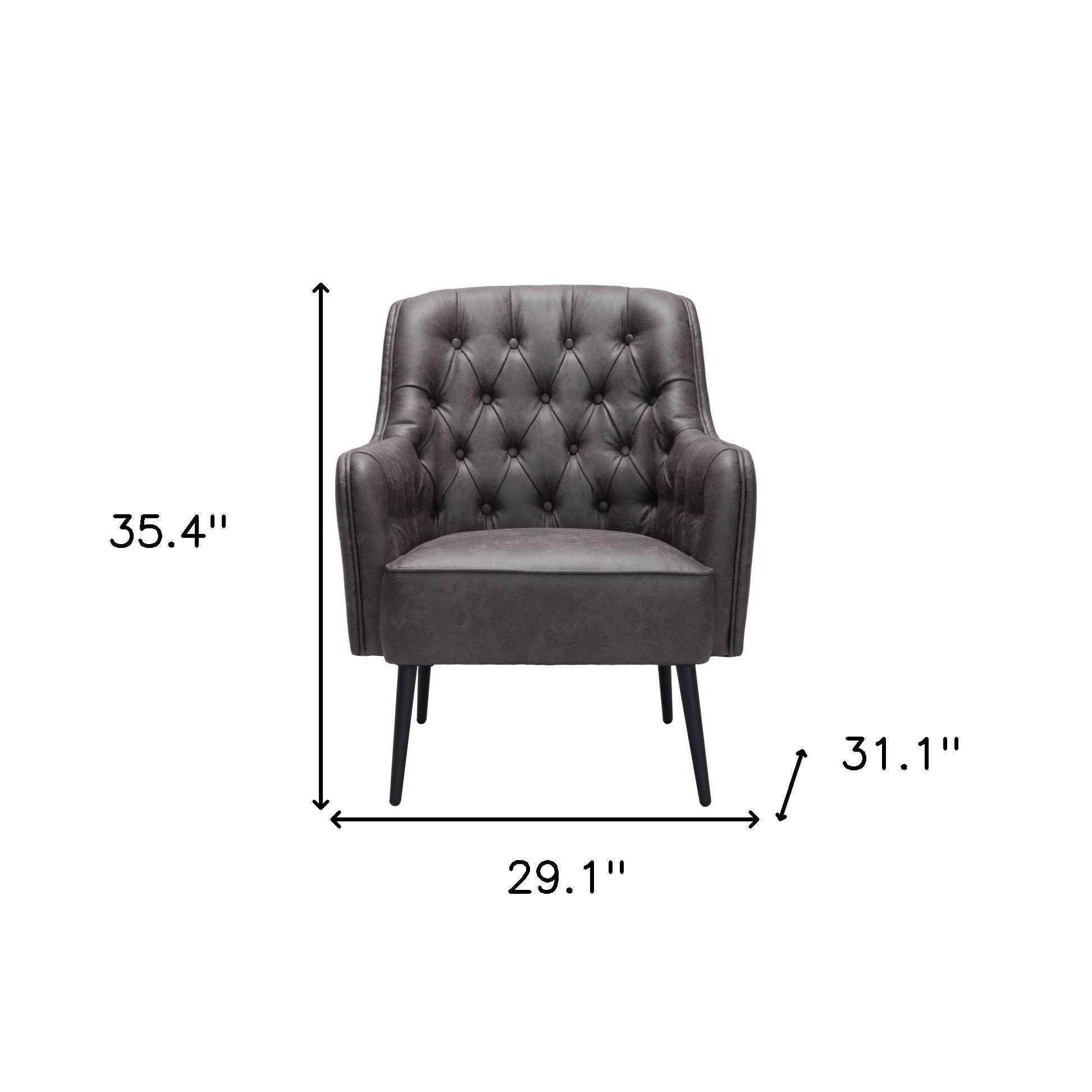 29" Black Faux Leather Tufted Arm Chair - Homeroots - Flyclothing LLC