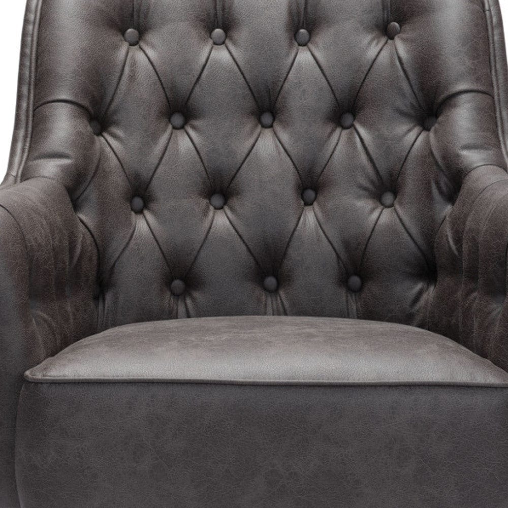 29" Black Faux Leather Tufted Arm Chair - Homeroots - Flyclothing LLC