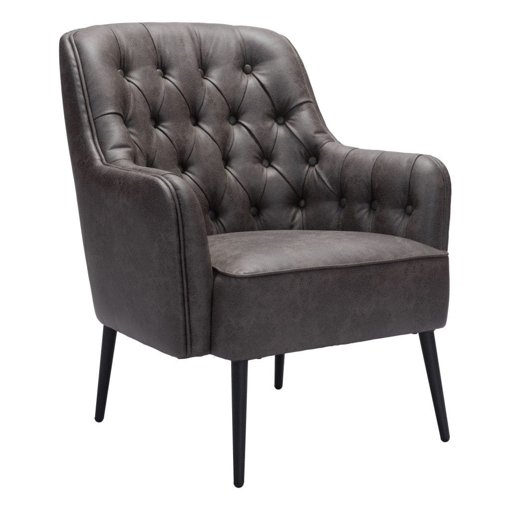 29" Black Faux Leather Tufted Arm Chair - Homeroots - Flyclothing LLC