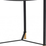 Set of Two 32" White And Black Glass Faux Marble And Steel Round Bunching Coffee Tables - Homeroots