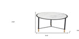 Set of Two 32" White And Black Glass Faux Marble And Steel Round Bunching Coffee Tables - Homeroots