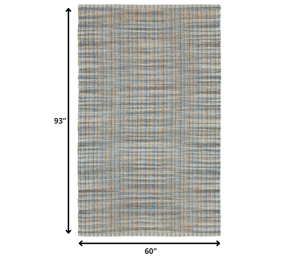 5' X 8' Blue and Ivory Hand Woven Area Rug - Homeroots - Flyclothing LLC