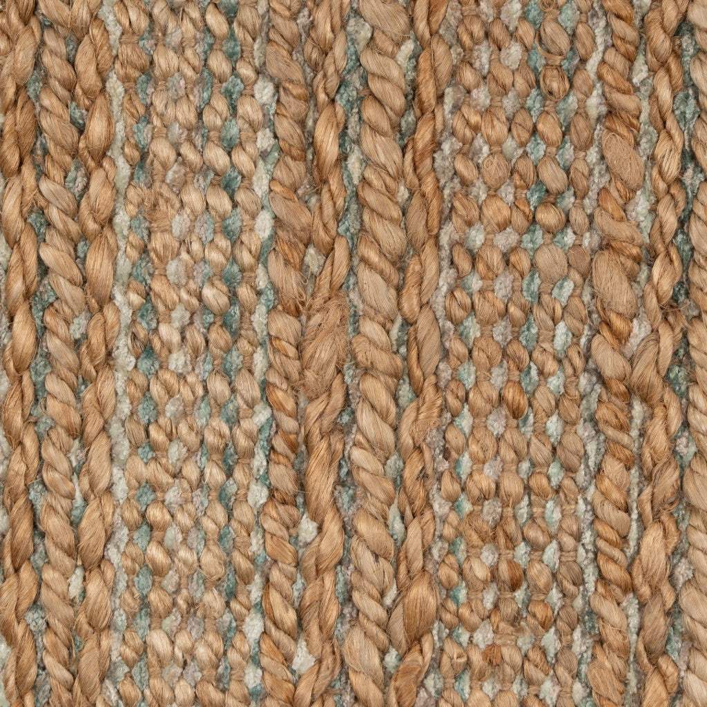 5' X 8' Teal and Natural Braided Jute Area Rug - Homeroots - Flyclothing LLC