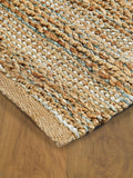 8' X 10' Teal and Natural Braided Jute Area Rug - Homeroots
