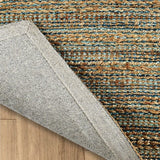 8' X 10' Teal and Natural Braided Jute Area Rug - Homeroots