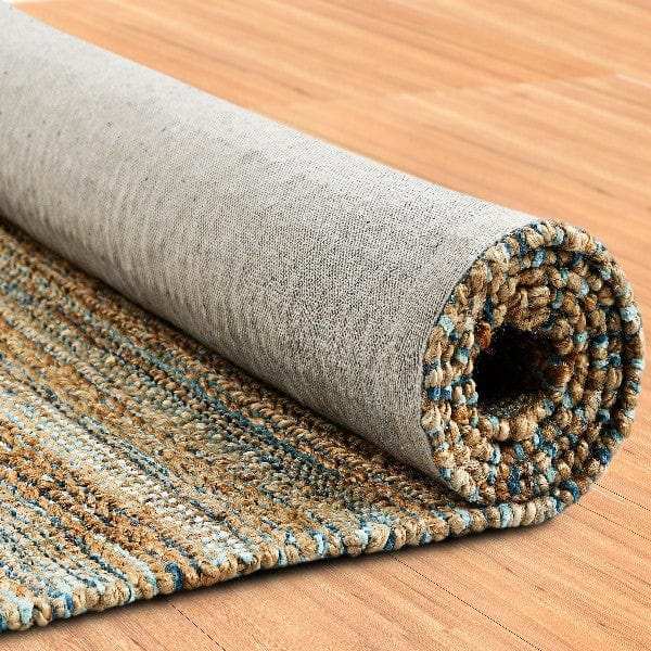 8' X 10' Teal and Natural Braided Jute Area Rug - Homeroots - Flyclothing LLC