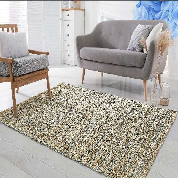 8' X 10' Teal and Natural Braided Jute Area Rug - Homeroots - Flyclothing LLC