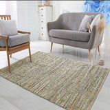 8' X 10' Teal and Natural Braided Jute Area Rug - Homeroots - Flyclothing LLC