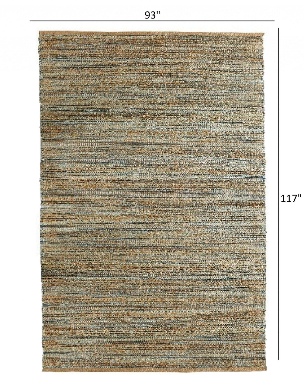 8' X 10' Teal and Natural Braided Jute Area Rug - Homeroots - Flyclothing LLC