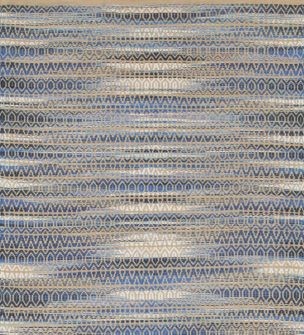 9' X 12' Round Navy and Tan Striated Area Rug - Homeroots - Flyclothing LLC