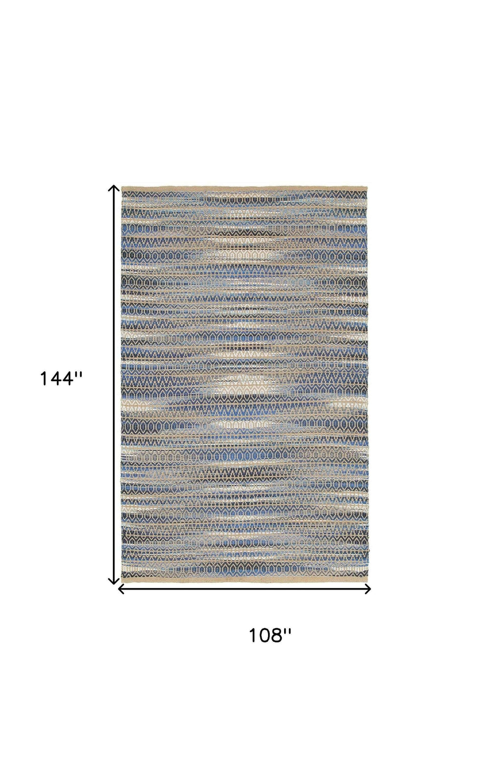 9' X 12' Round Navy and Tan Striated Area Rug - Homeroots - Flyclothing LLC