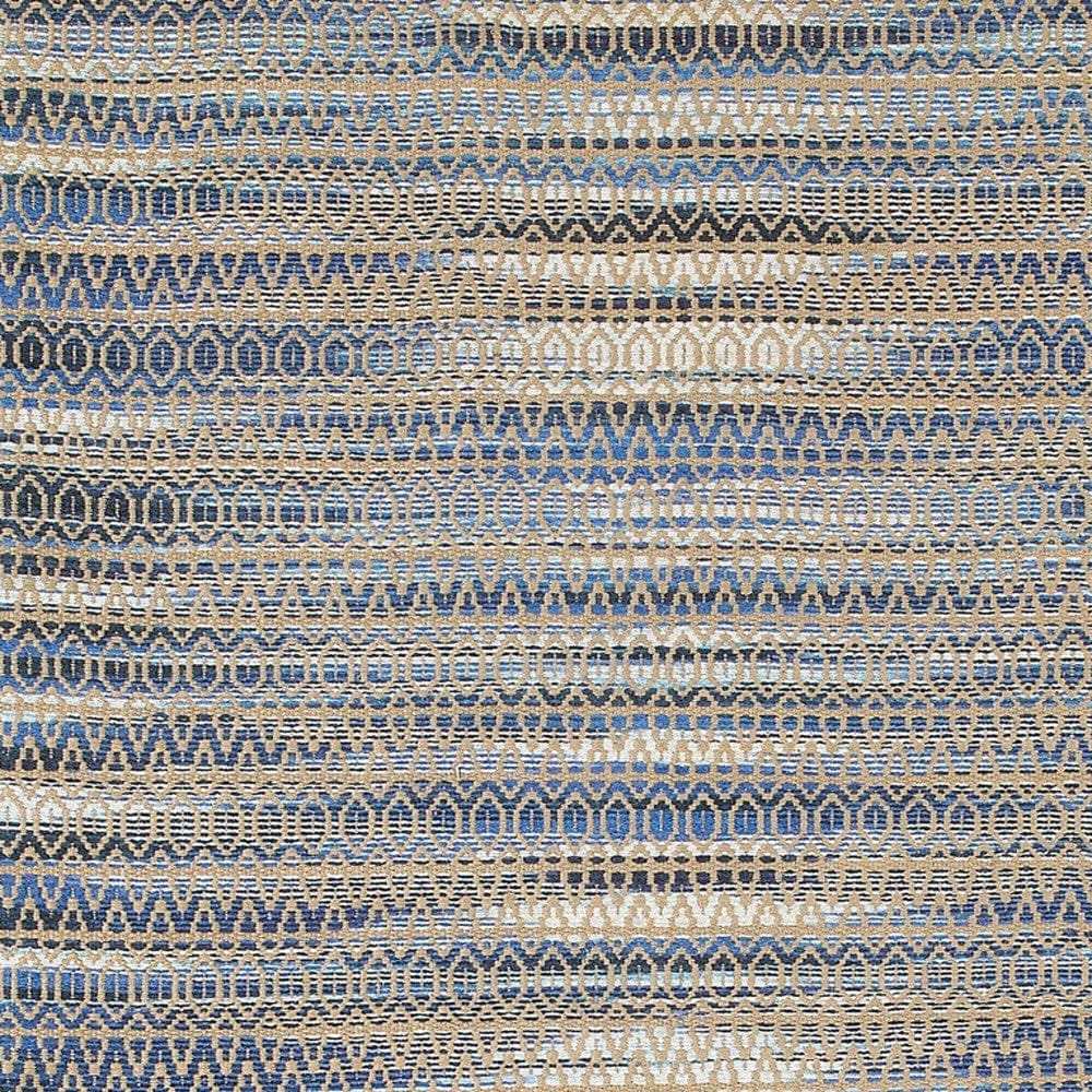 9' X 12' Round Navy and Tan Striated Area Rug - Homeroots - Flyclothing LLC