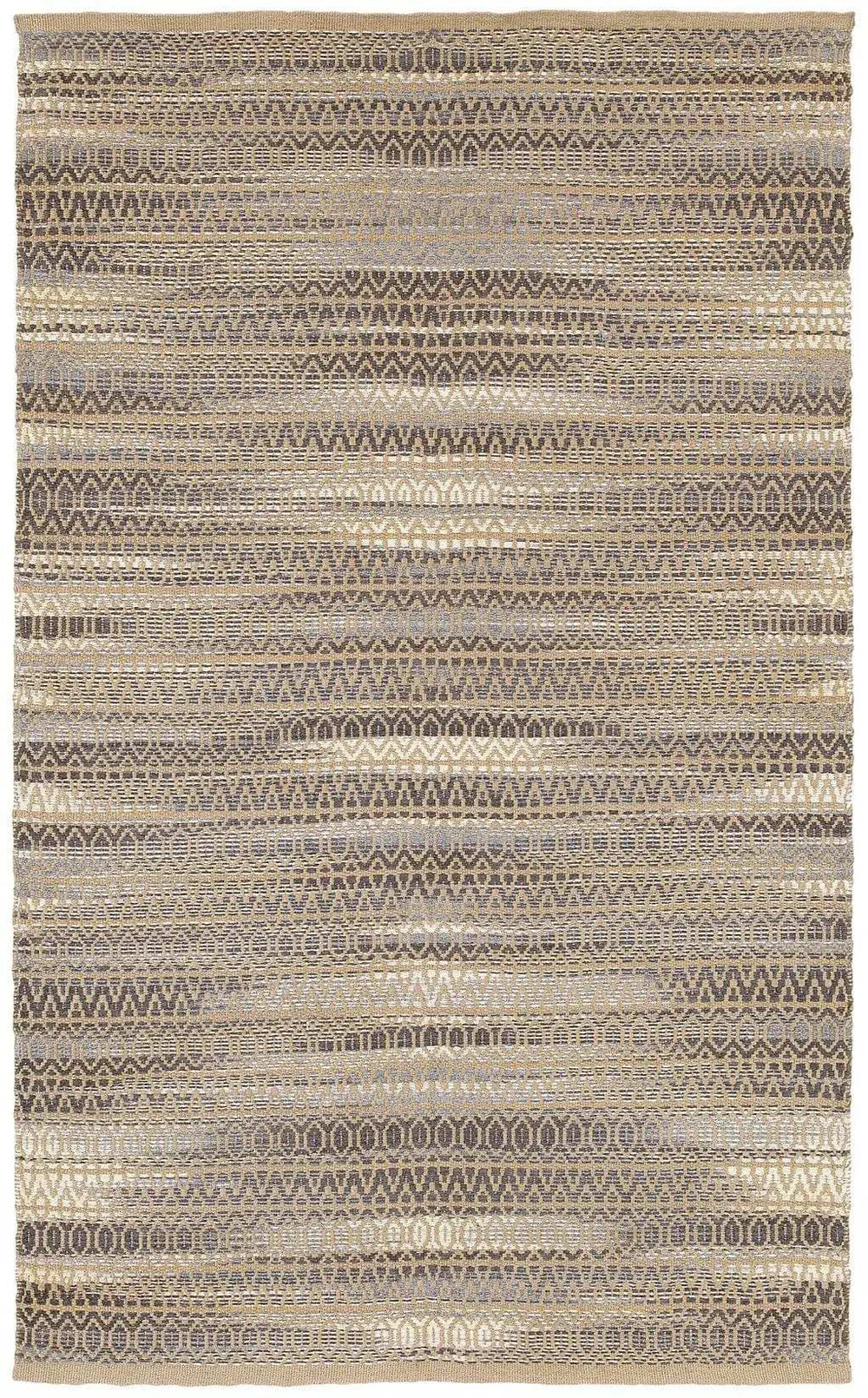 8' X 10' Gray and Tan Striated Runner Rug - Homeroots - Flyclothing LLC