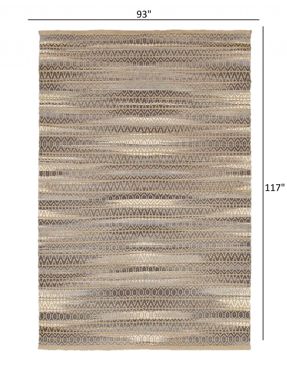 8' X 10' Gray and Tan Striated Runner Rug - Homeroots - Flyclothing LLC