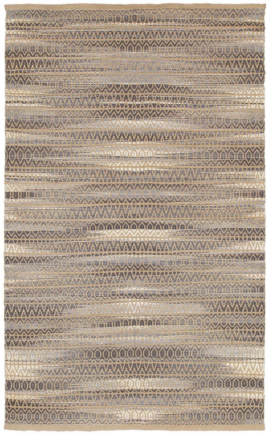 9' X 12' Gray and Tan Striated Runner Rug - Homeroots - Flyclothing LLC