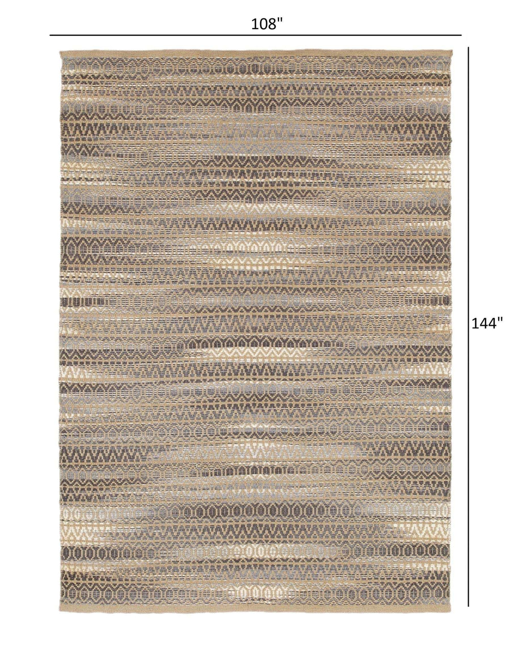 9' X 12' Gray and Tan Striated Runner Rug - Homeroots - Flyclothing LLC
