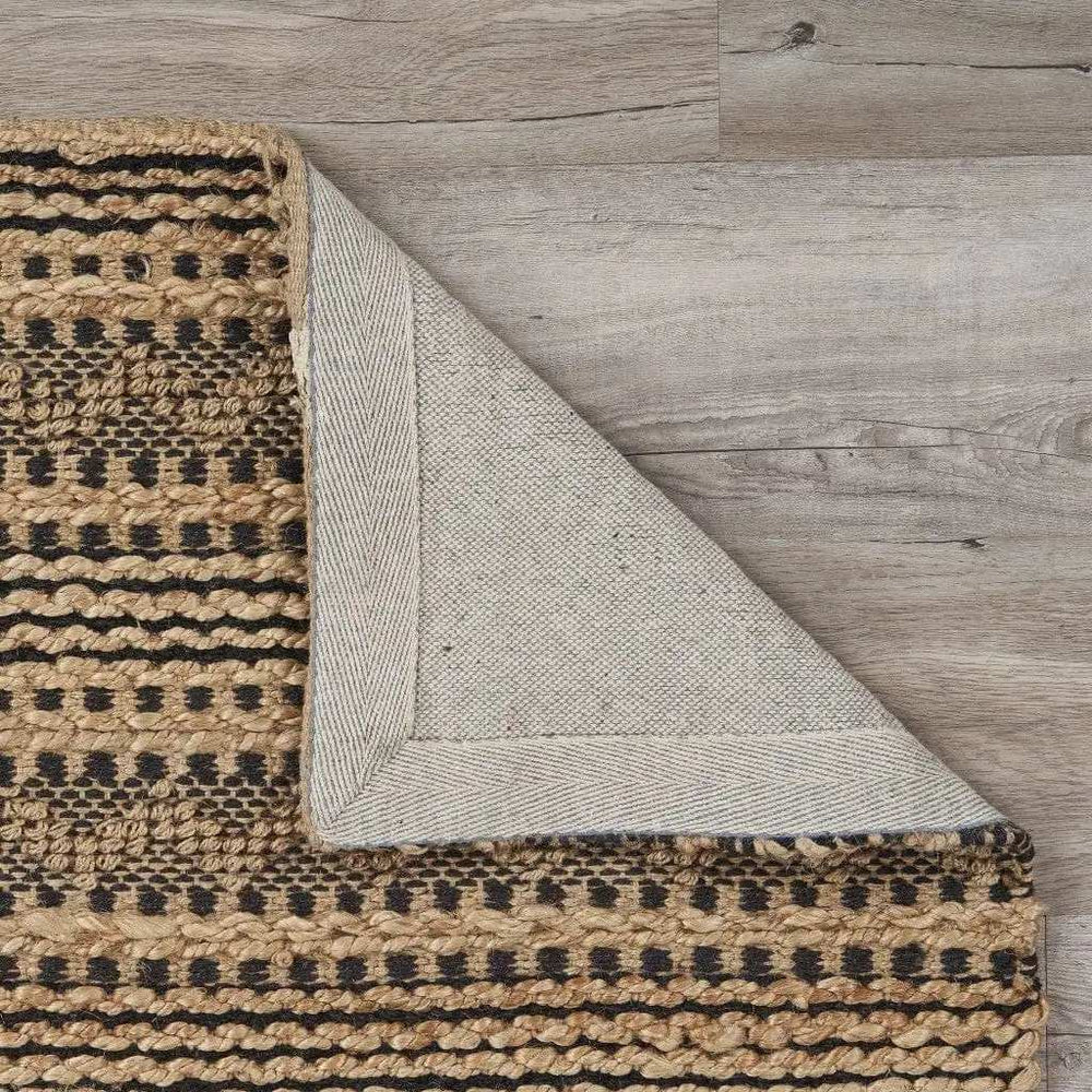 9' X 13' Tan and Black Intricate Striped Area Rug - Homeroots - Flyclothing LLC