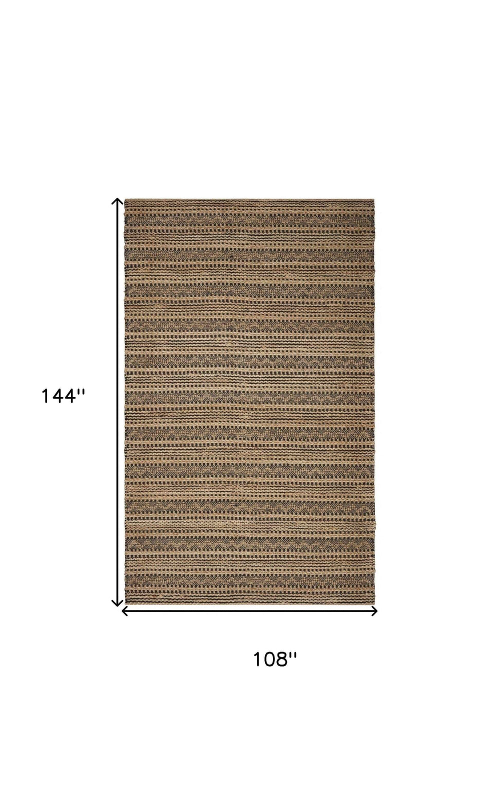 9' X 13' Tan and Black Intricate Striped Area Rug - Homeroots - Flyclothing LLC