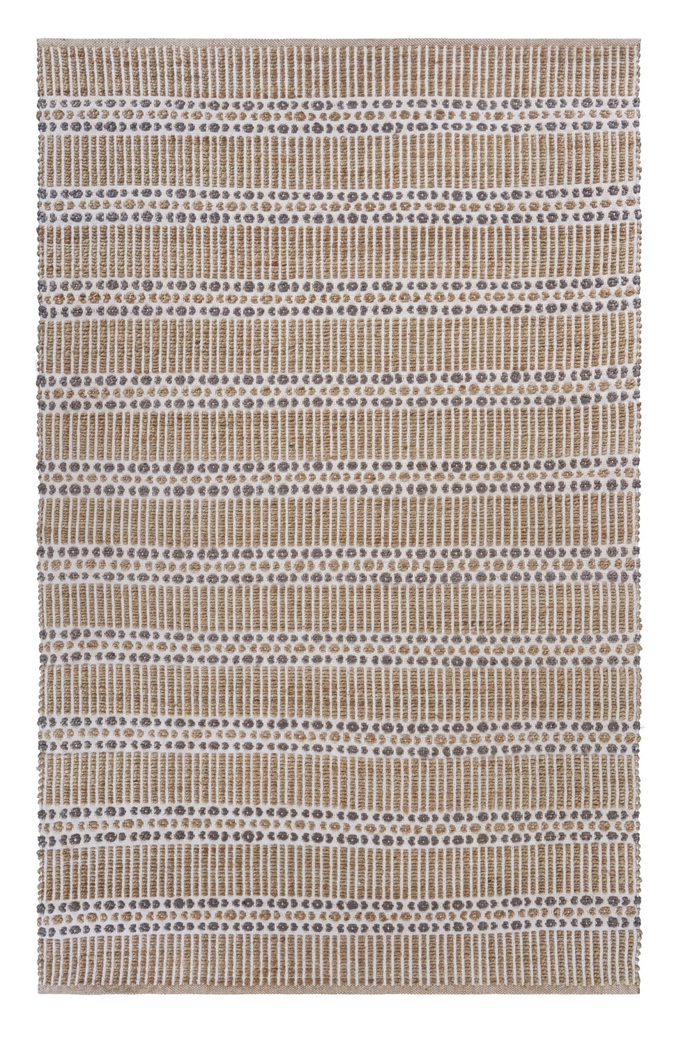 9' X 12' Tan and Gray Detailed Stripes Area Rug