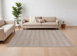 9' X 12' Tan and Gray Detailed Stripes Area Rug