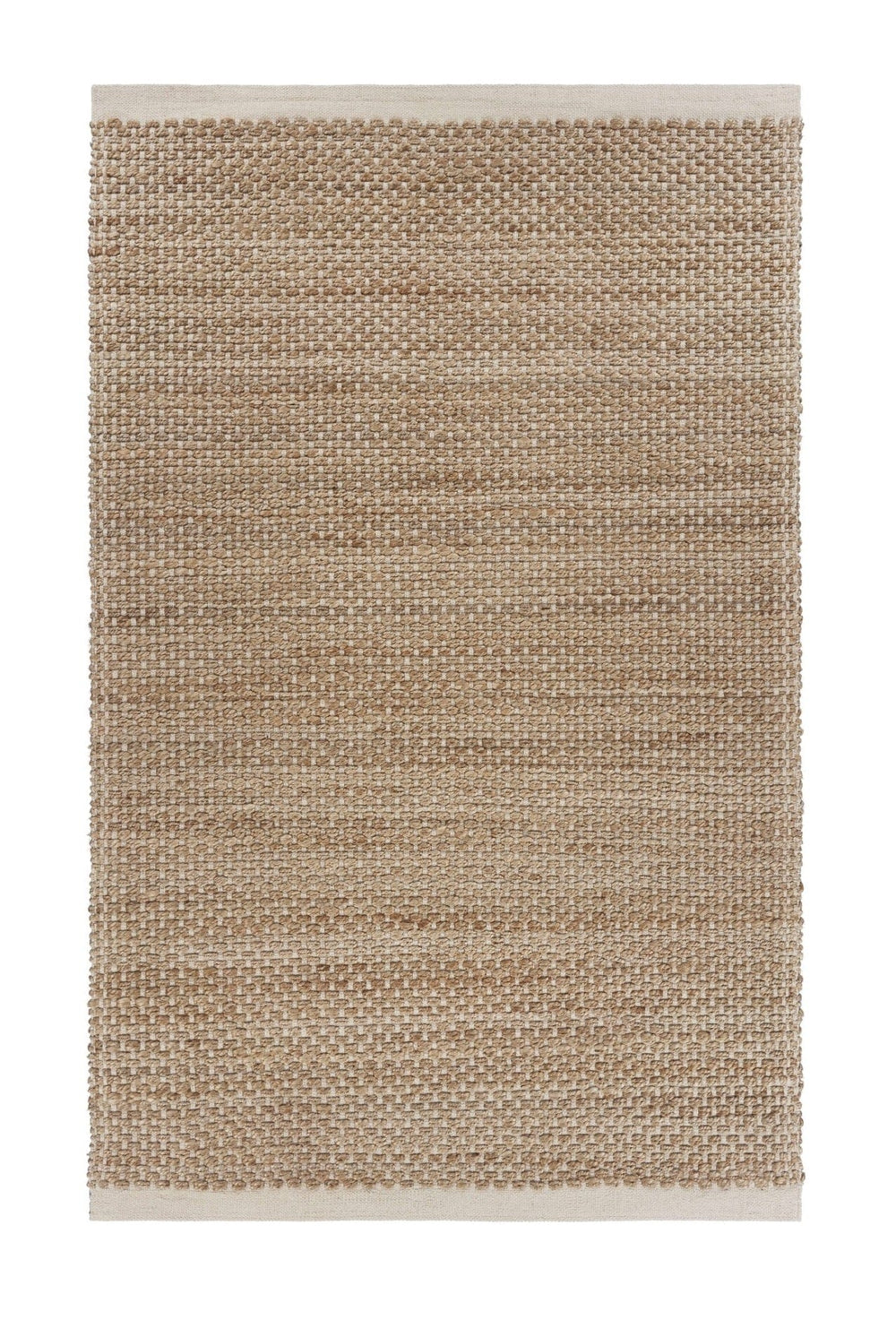 5' X 8' Tan and White Detailed Woven Area Rug - Homeroots