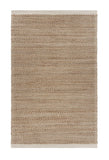 5' X 8' Tan and White Detailed Woven Area Rug - Homeroots