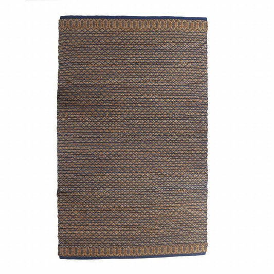5' X 8' Tan and Blue Detailed Lattice Area Rug - Homeroots - Flyclothing LLC