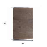 5' X 8' Tan and Blue Detailed Lattice Area Rug - Homeroots