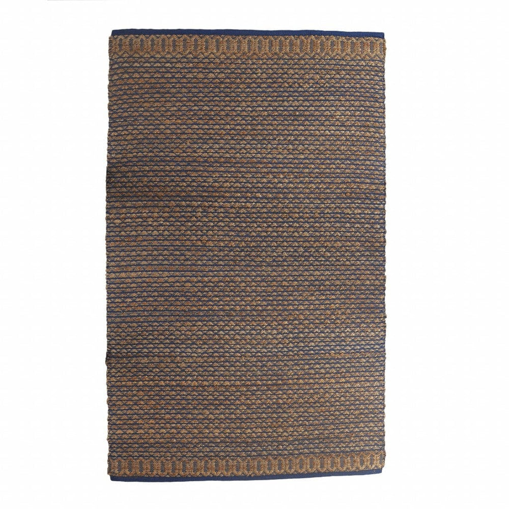 8' X 10' Tan and Blue Detailed Lattice Area Rug - Homeroots