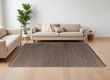 9' X 12' Tan and Blue Detailed Lattice Area Rug - Homeroots