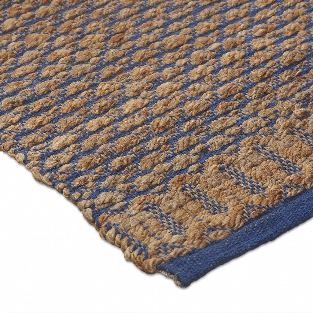 9' X 12' Tan and Blue Detailed Lattice Area Rug - Homeroots - Flyclothing LLC