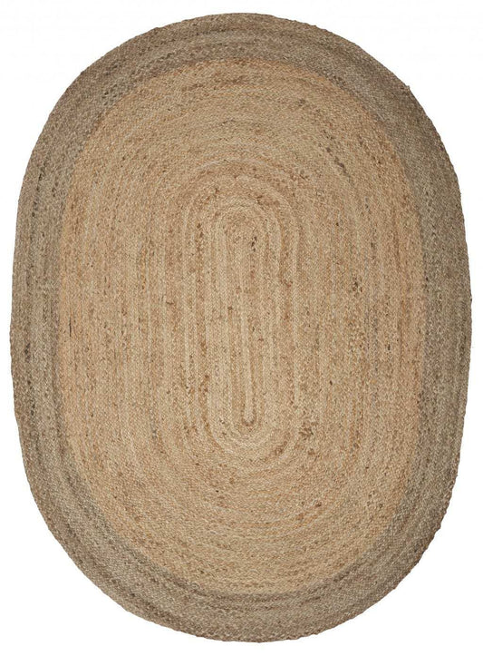 9’ Natural Toned Oval Shaped Area Rug - Homeroots - Flyclothing LLC