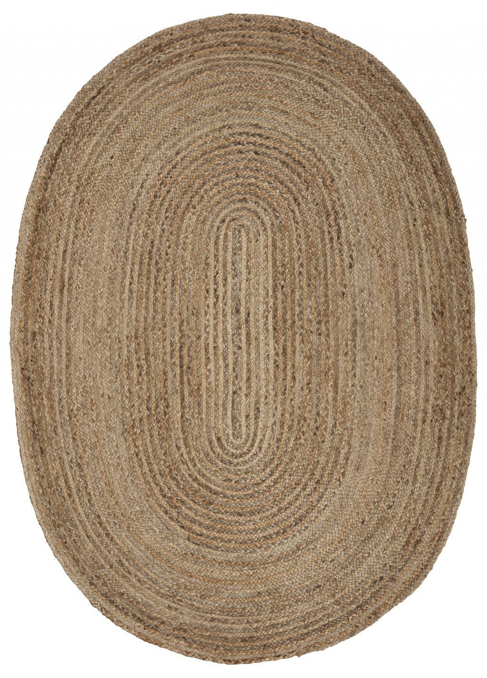 7' Brown Oval Shaped Jute Area Rug - Homeroots