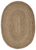 7' Brown Oval Shaped Jute Area Rug - Homeroots