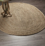 9’ Brown Oval Shaped Jute Area Rug - Homeroots