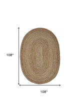 9’ Brown Oval Shaped Jute Area Rug - Homeroots - Flyclothing LLC