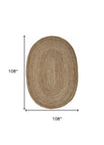 9’ Brown Oval Shaped Jute Area Rug - Homeroots - Flyclothing LLC