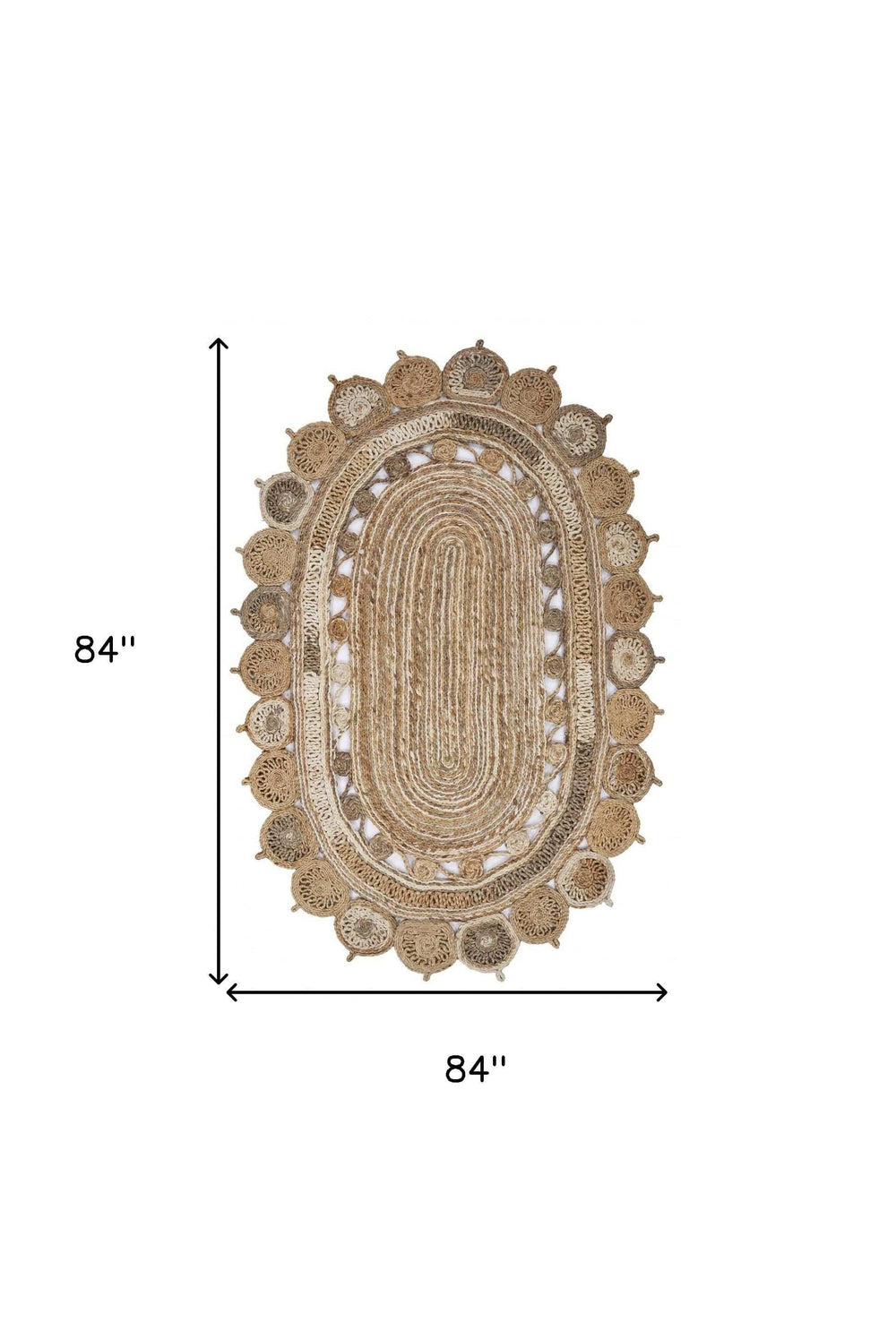 7' Natural Round Hand Braided Area Rug - Homeroots - Flyclothing LLC