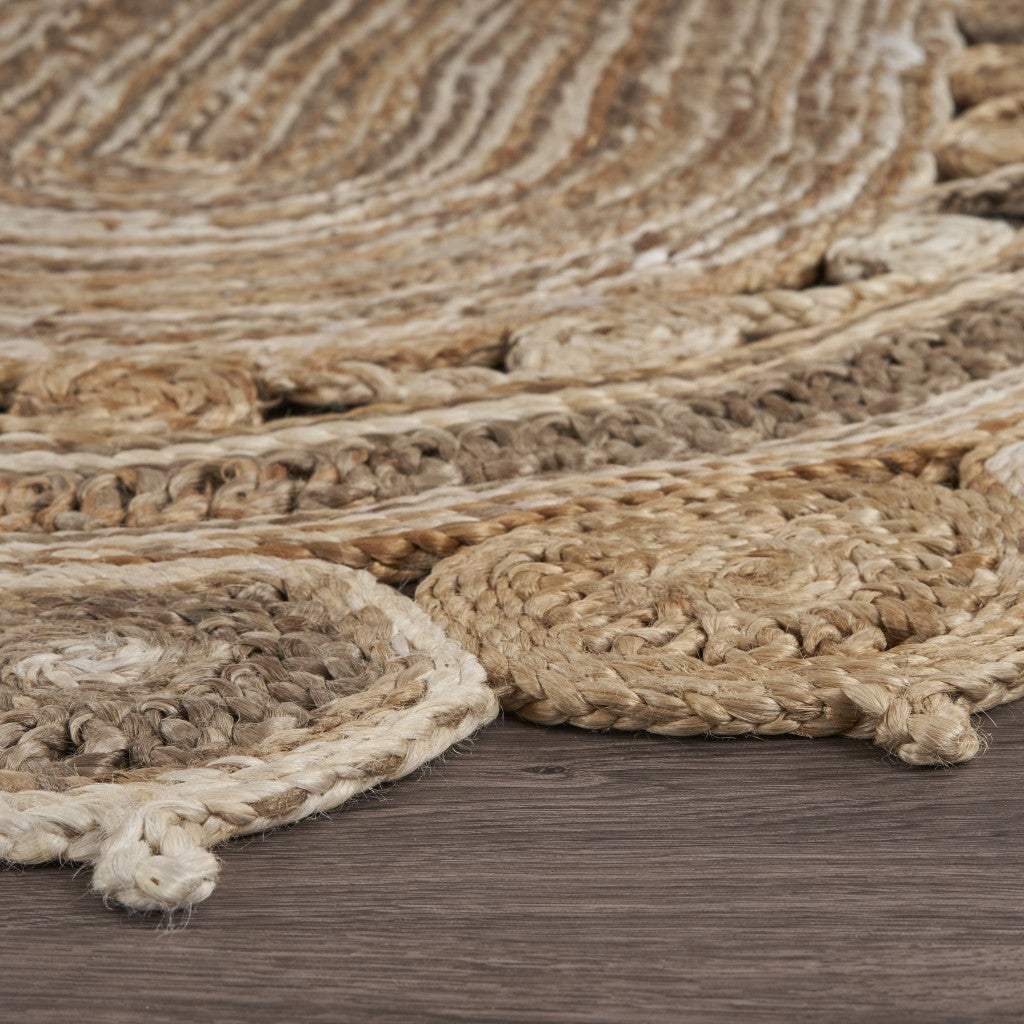 7' Natural Round Hand Braided Area Rug - Homeroots - Flyclothing LLC