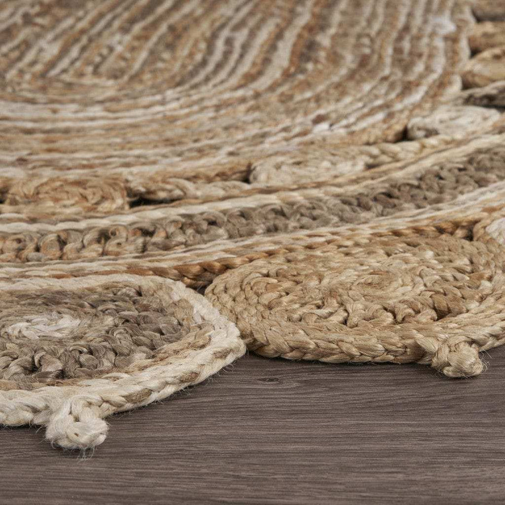 7' Natural Round Hand Braided Area Rug - Homeroots - Flyclothing LLC