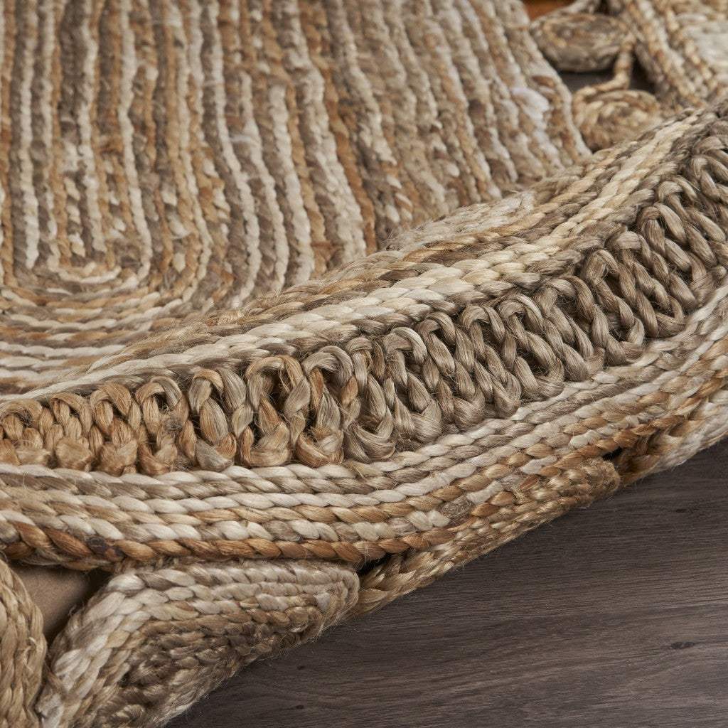 7' Natural Round Hand Braided Area Rug - Homeroots - Flyclothing LLC