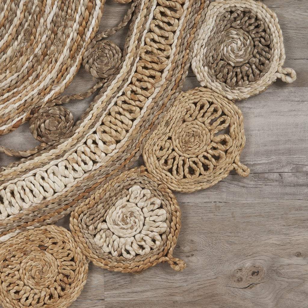 7' Natural Round Hand Braided Area Rug - Homeroots - Flyclothing LLC