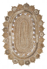 9' Natural Round Hand Braided Area Rug - Homeroots - Flyclothing LLC