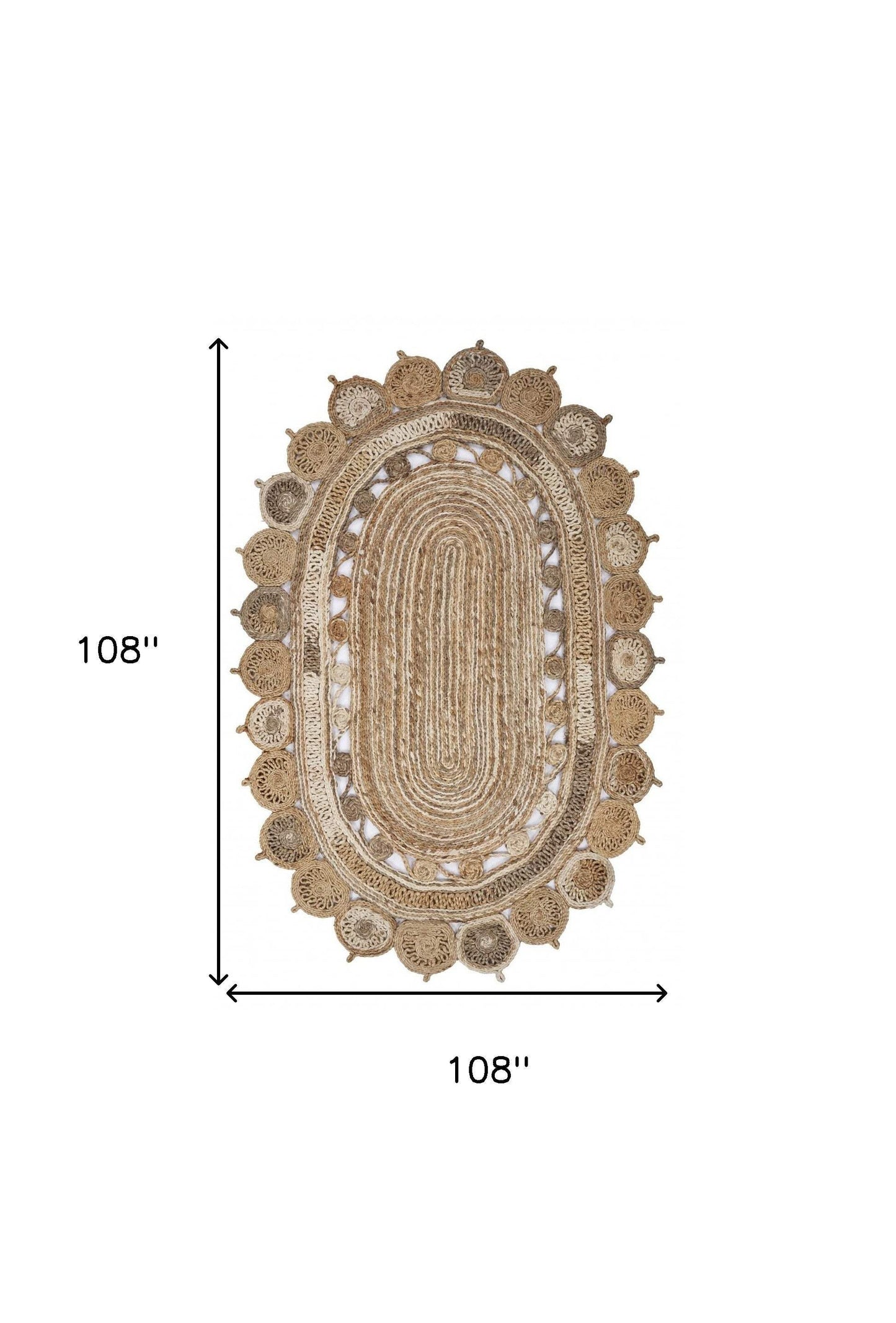 9' Natural Round Hand Braided Area Rug - Homeroots - Flyclothing LLC