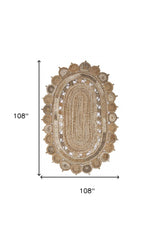 9' Natural Round Hand Braided Area Rug - Homeroots - Flyclothing LLC