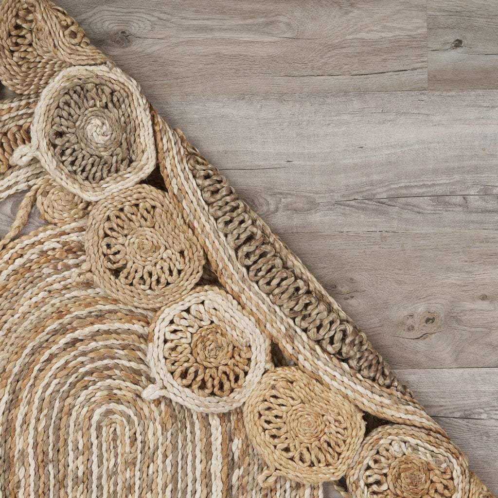 9' Natural Round Hand Braided Area Rug - Homeroots - Flyclothing LLC