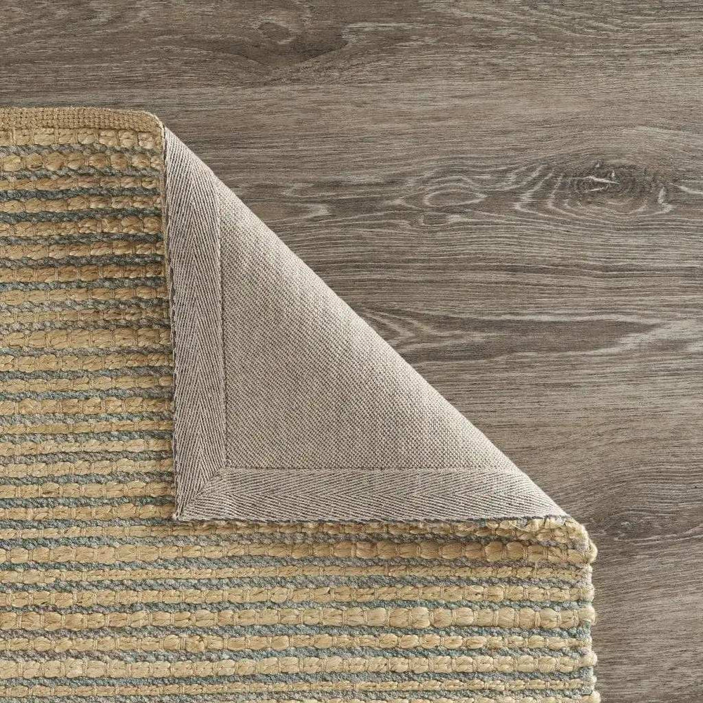5' X 8' Tan and Blue Undertone Striated Area Rug - Homeroots - Flyclothing LLC