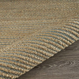 5' X 8' Tan and Blue Undertone Striated Area Rug - Homeroots - Flyclothing LLC