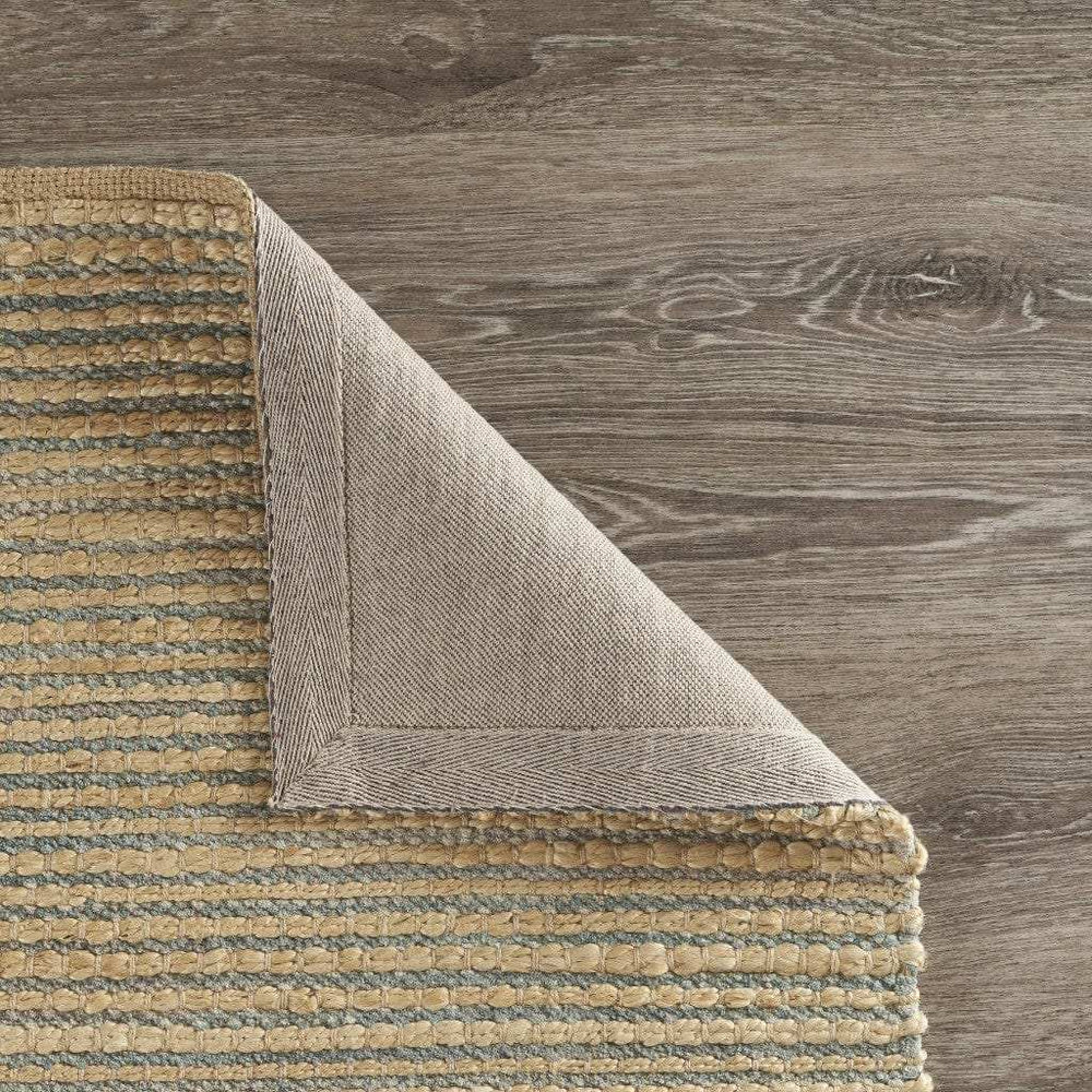 9' X 12' Tan and Blue Undertone Striated Area Rug - Homeroots - Flyclothing LLC