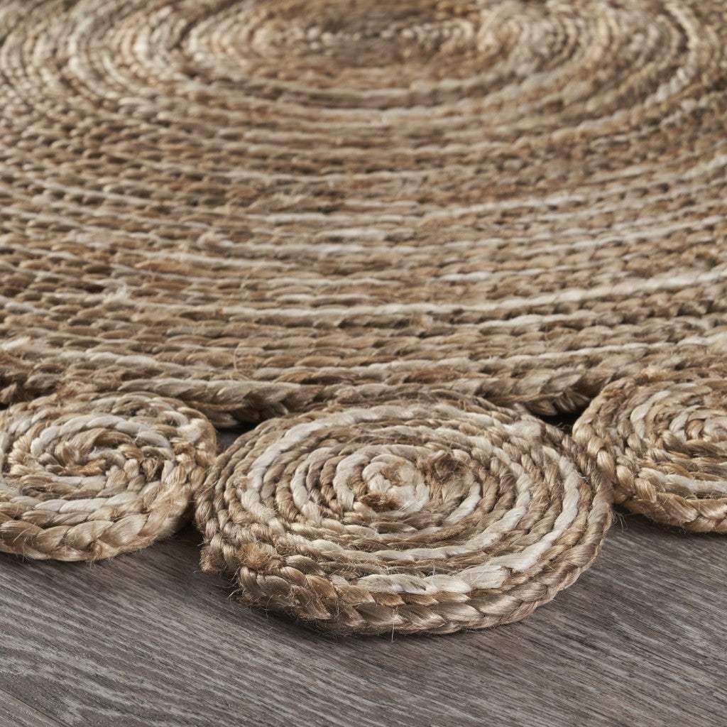 8’ Round Natural Coiled Area Rug - Homeroots - Flyclothing LLC